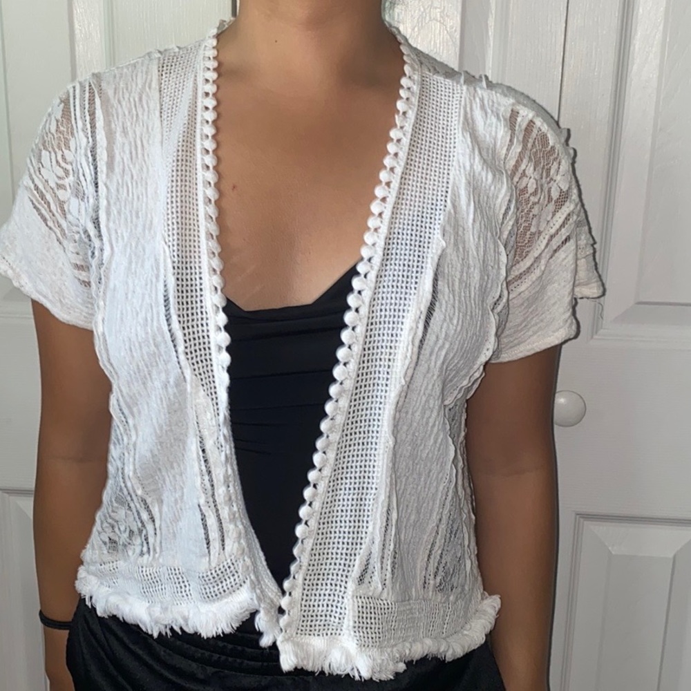 Knitted White See Through Coverup